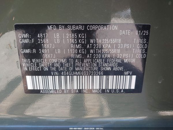 2025 SUBARU CROSSTREK LIMITED — I9