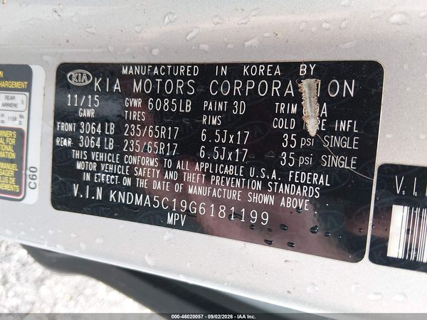 2016 KIA SEDONA L — I9