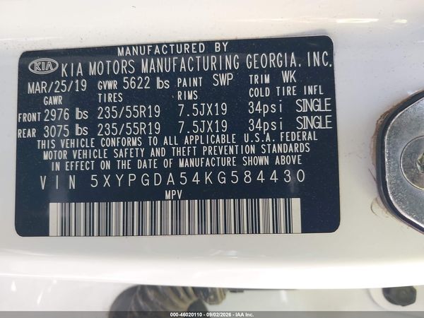 2019 KIA SORENTO 3.3L S — I9