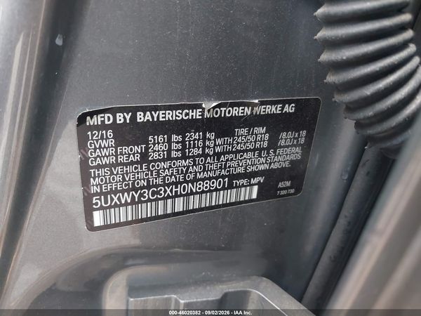 2017 BMW X3 XDRIVE28D — I9