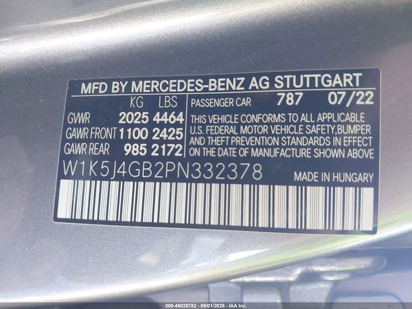 2023 MERCEDES-BENZ CLA 250 COUPE CLA250 — I9