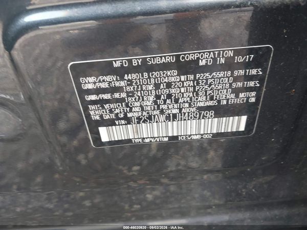 2018 SUBARU FORESTER 2.5I TOURING — I9