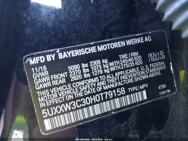2017 BMW X4 XDRIVE28I — I9