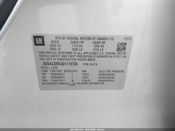 2013 CHEVROLET EQUINOX 1LT — I9