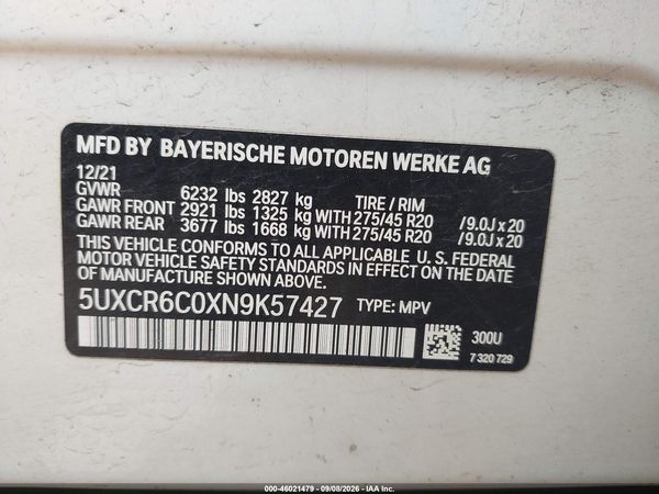 2022 BMW X5 XDRIVE40I — I9