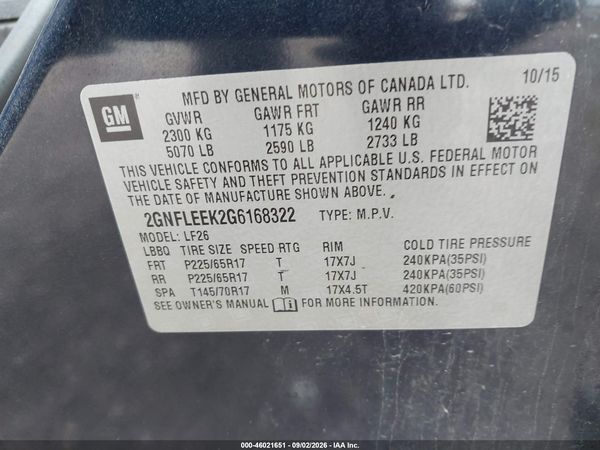 2016 CHEVROLET EQUINOX LS — I9