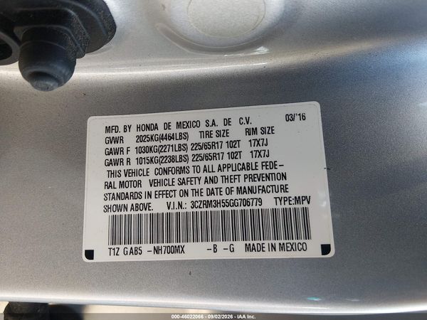 2016 HONDA CR-V EX — I9
