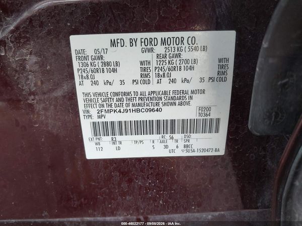 2017 FORD EDGE SEL — I9