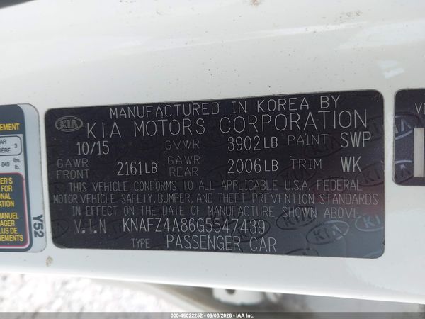 2016 KIA FORTE EX — I9