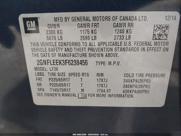 2015 CHEVROLET EQUINOX LS — I9