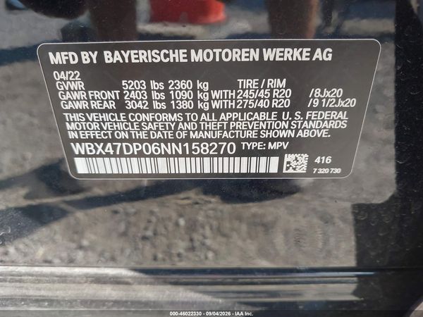 2022 BMW X3 SDRIVE30I — I9