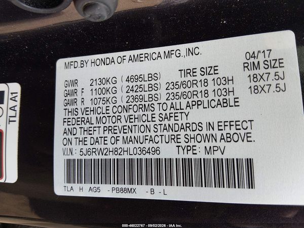 2017 HONDA CR-V EX-L/EX-L NAVI — I9