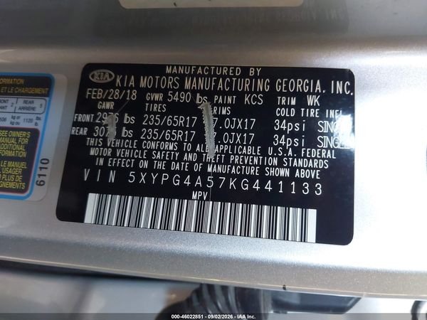 2019 KIA SORENTO 3.3L LX — I9