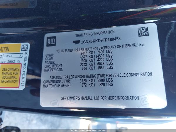 2026 CHEVROLET TAHOE 4WD RST — I9