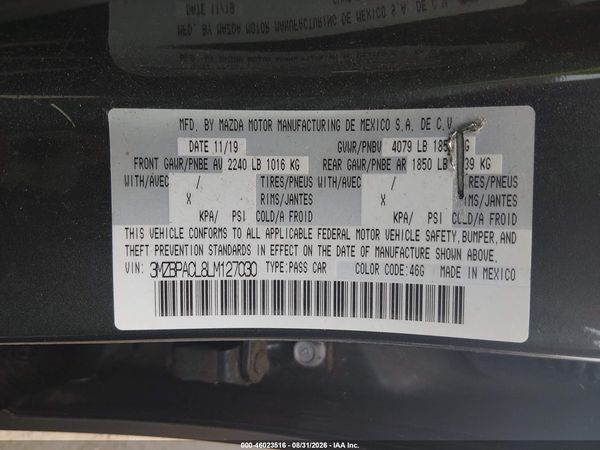 2020 MAZDA MAZDA3 SELECT PACKAGE