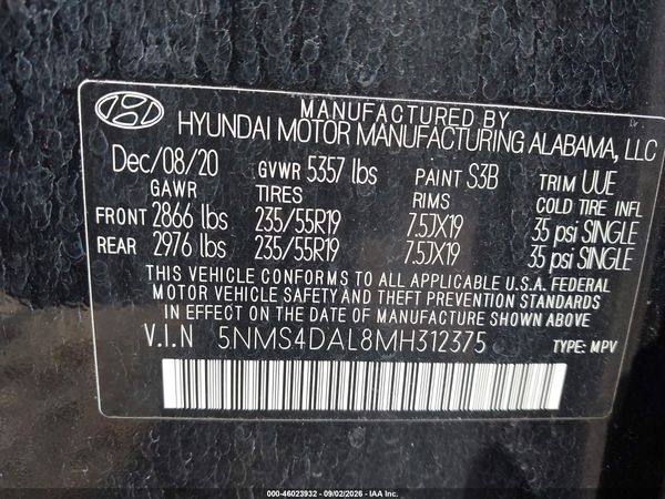2021 HYUNDAI SANTA FE LIMITED — I9