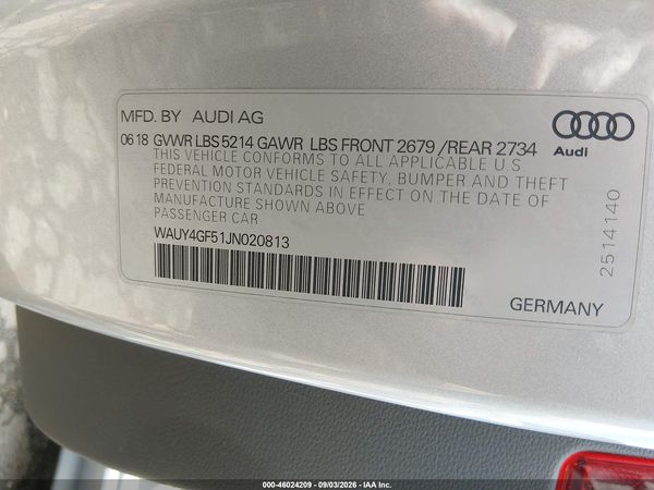 2018 AUDI S5 3.0T PREMIUM PLUS — I9