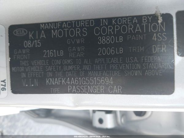 2016 KIA FORTE LX — I9