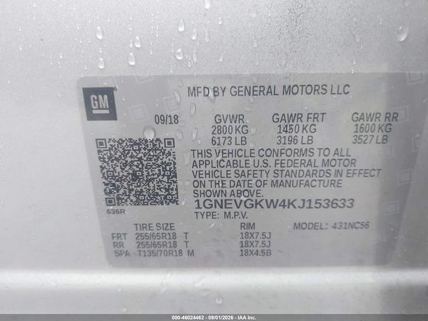2019 CHEVROLET TRAVERSE 1LT — I9