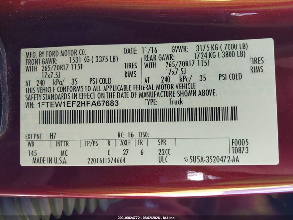 2017 FORD F-150 XLT — I9