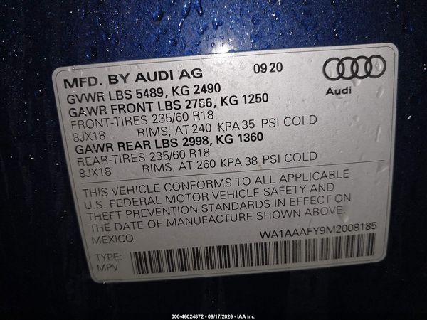 2021 AUDI Q5 — I9