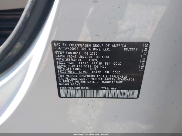 2019 VOLKSWAGEN ATLAS — I9