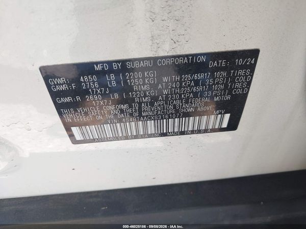 2025 SUBARU OUTBACK Base — I9