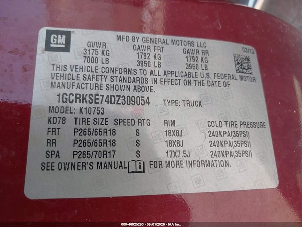 2013 CHEVROLET SILVERADO 1500 LT — I9