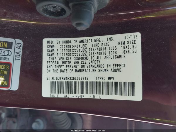 2014 HONDA CR-V LX — I9