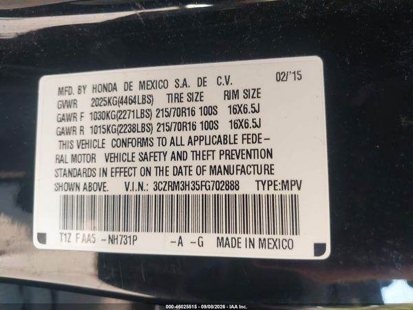 2015 HONDA CR-V LX — I9