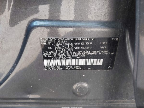 2016 TOYOTA RAV4 LE — I9