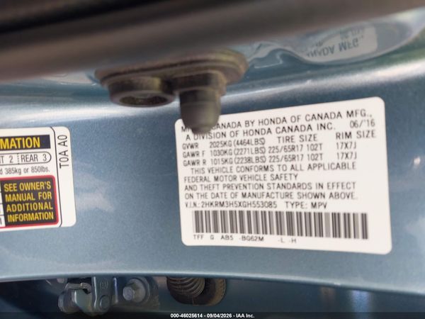 2016 HONDA CR-V EX — I9