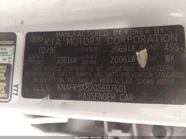 2016 KIA FORTE LX