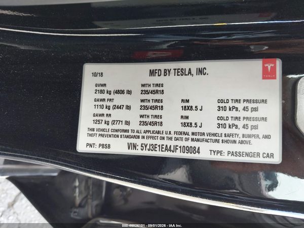 2018 TESLA MODEL 3 LONG RANGE/MID RANGE — I9