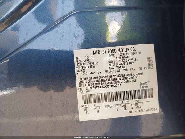 2019 FORD EDGE SEL — I9