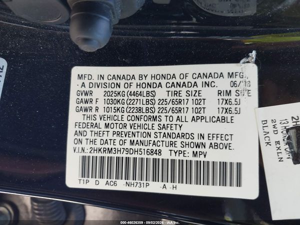 2013 HONDA CR-V EX-L — I9