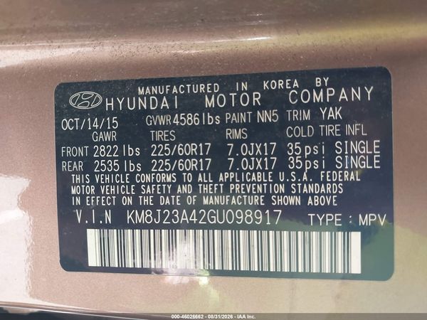 2016 HYUNDAI TUCSON SE