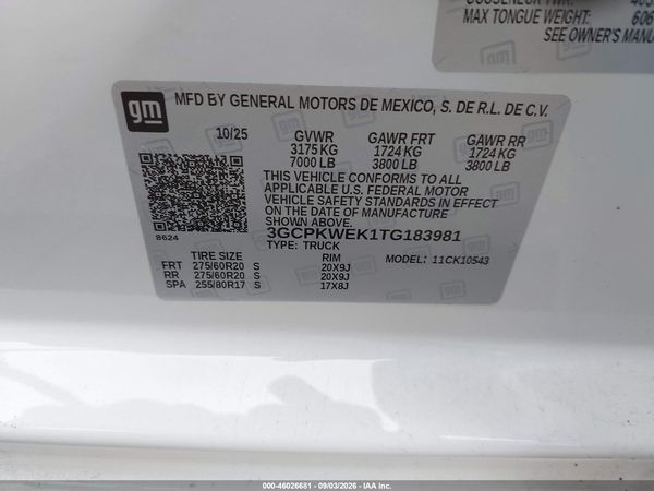 2026 CHEVROLET SILVERADO 1500 4WD  SHORT BED RST — I9