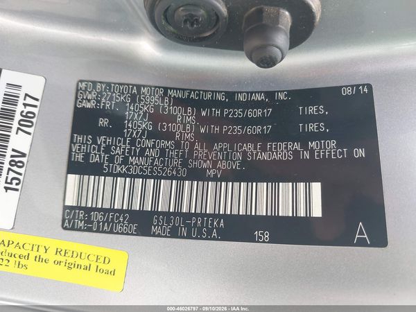 2014 TOYOTA SIENNA LE V6 8 PASSENGER — I9