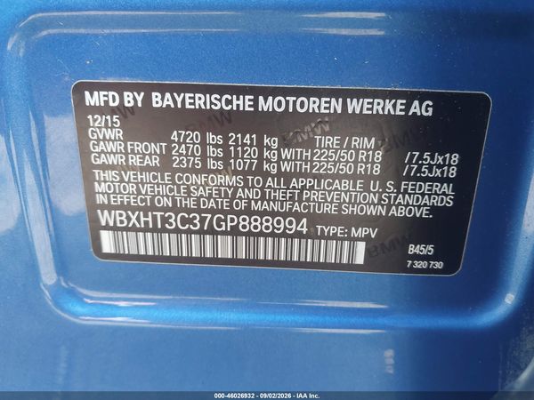 2016 BMW X1 XDRIVE28I — I9