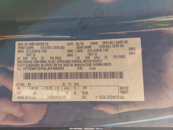 2020 FORD F-150 XLT — I9