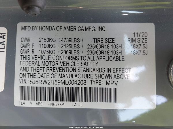 2021 HONDA CR-V AWD EX — I9