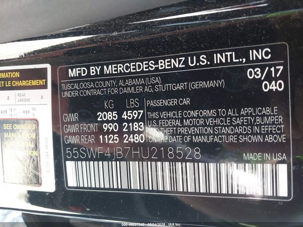 2017 MERCEDES-BENZ C 300 SPORT — I9