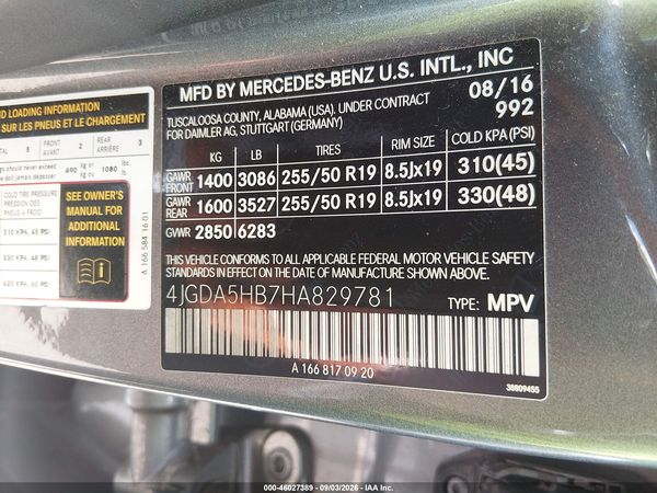 2017 MERCEDES-BENZ GLE 350 4MATIC — I9