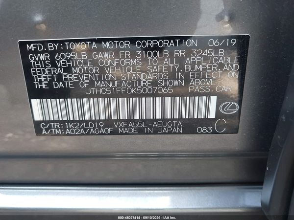 2019 LEXUS LS 500 — I9