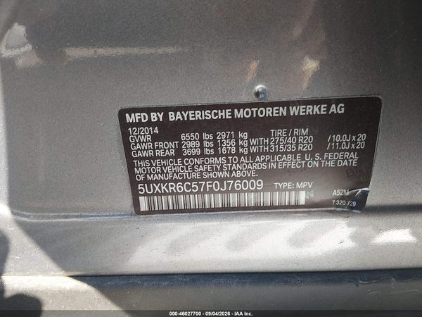 2015 BMW X5 XDRIVE50I — I9