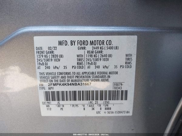 2022 FORD EDGE TITANIUM — I9