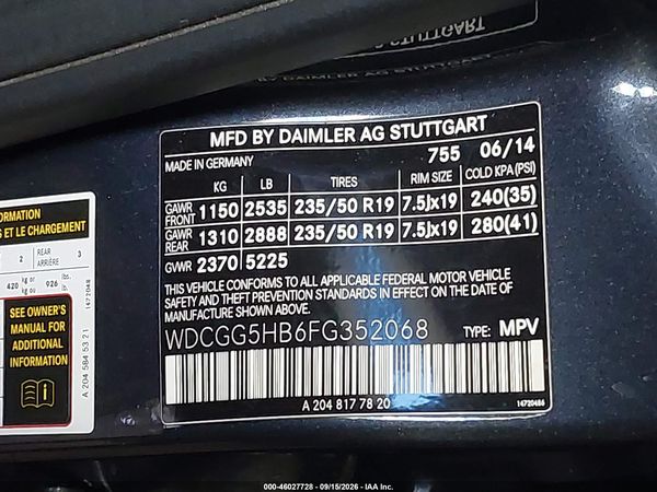 2015 MERCEDES-BENZ GLK 350 GLK350 — I9