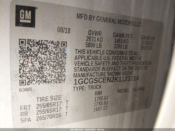 2019 CHEVROLET COLORADO LT — I9