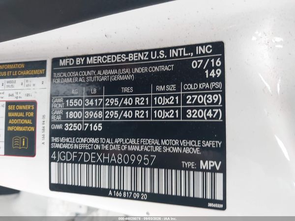 2017 MERCEDES-BENZ GLS 550 4MATIC — I9